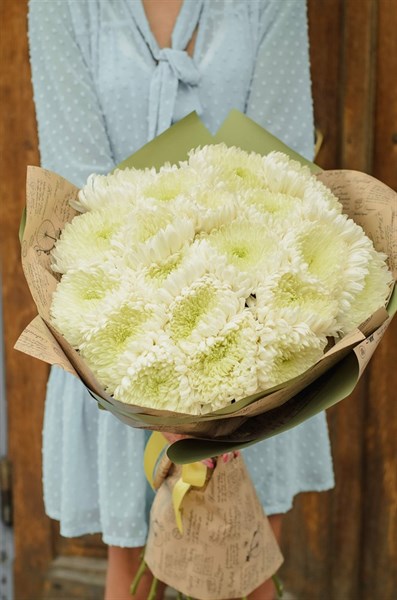 21 одноголовая хризантема в упаковке - фото 4800