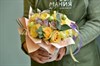 Композиция-букет "Ваниль" из кустовых пионовидных и одноголовых роз с эвкалиптом - фото 6939