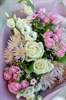 Букет с хризантемами, эустомой и розами - фото 7015