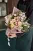 Букет с гладиолусами, розами и эустомами - фото 7073