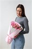 Кустовые розы с эвкалиптом розовые 5 шт 2484