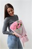 Кустовые розы с эвкалиптом розовые 5 шт 2484